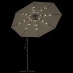 vidaXL Umbrelă în consolă cu LED și stâlp din oțel, taupe, 300 cm vidaXL Umbrelă în consolă cu LED și stâlp din oțel, taupe, 300 cm