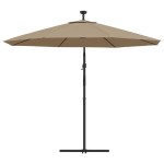 vidaXL Umbrelă în consolă cu LED și stâlp din oțel, taupe, 300 cm vidaXL Umbrelă în consolă cu LED și stâlp din oțel, taupe, 300 cm