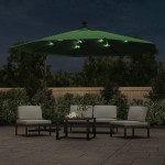 vidaXL Umbrelă în consolă cu LED-uri și stâlp metalic, verde, 350 cm vidaXL Umbrelă în consolă cu LED-uri și stâlp metalic, verde, 350 cm