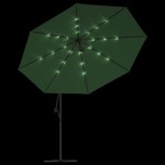 vidaXL Umbrelă în consolă cu LED-uri și stâlp metalic, verde, 350 cm vidaXL Umbrelă în consolă cu LED-uri și stâlp metalic, verde, 350 cm