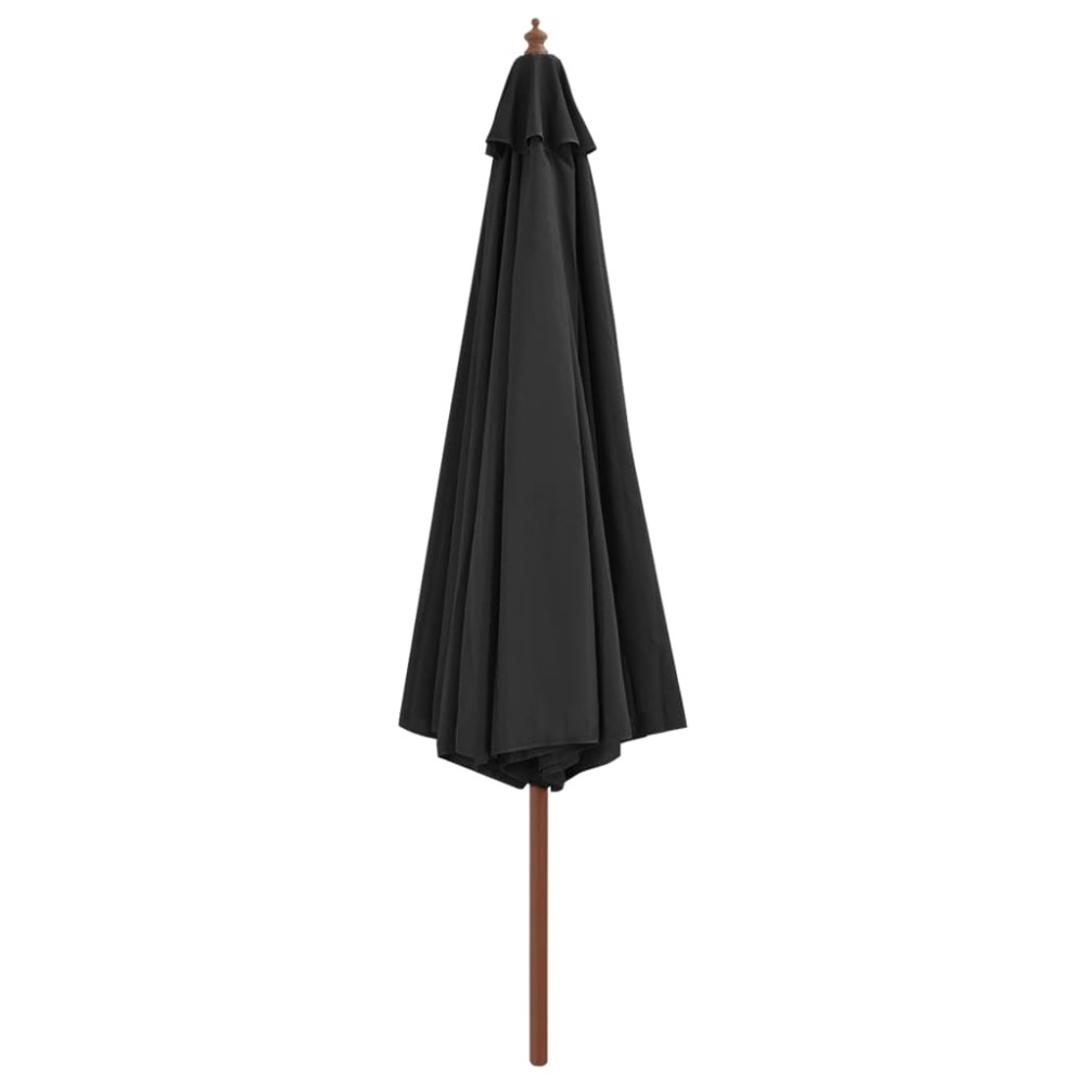vidaXL Umbrelă de soare de exterior, stâlp din lemn, antracit, 350 cm