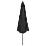 vidaXL Umbrelă de soare de exterior, stâlp din lemn, antracit, 350 cm