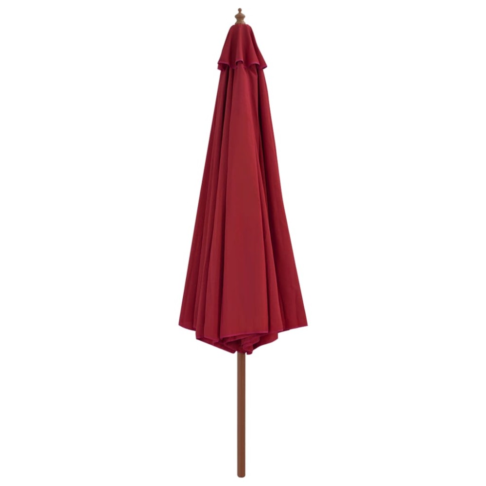 vidaXL Umbrelă de soare de exterior cu stâlp din lemn, vișiniu, 350 cm