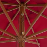 vidaXL Umbrelă de soare de exterior cu stâlp din lemn, vișiniu, 350 cm vidaXL Umbrelă de soare de exterior cu stâlp din lemn, vișiniu, 350 cm
