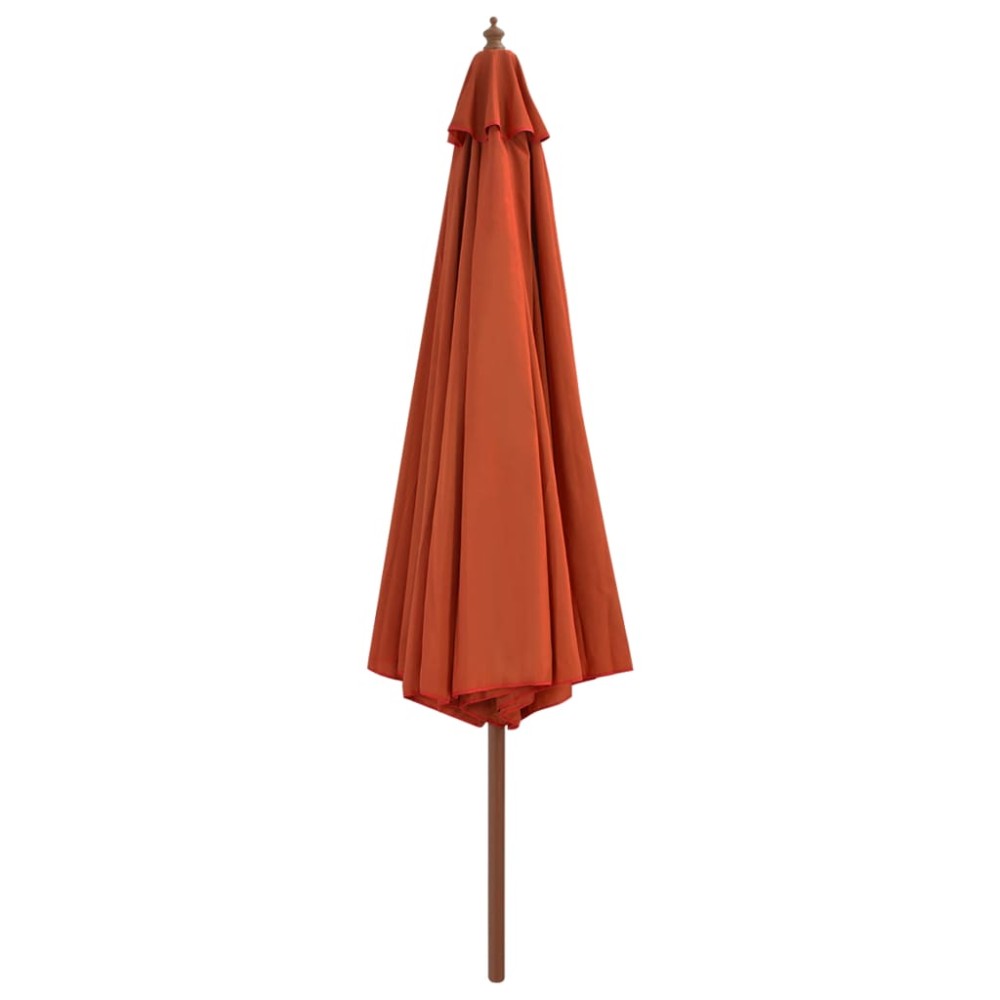vidaXL Umbrelă de soare de exterior, stâlp lemn, cărămiziu, 350 cm