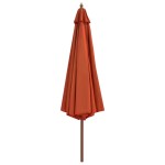 vidaXL Umbrelă de soare de exterior, stâlp lemn, cărămiziu, 350 cm vidaXL Umbrelă de soare de exterior, stâlp lemn, cărămiziu, 350 cm