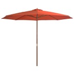vidaXL Umbrelă de soare de exterior, stâlp lemn, cărămiziu, 350 cm vidaXL Umbrelă de soare de exterior, stâlp lemn, cărămiziu, 350 cm