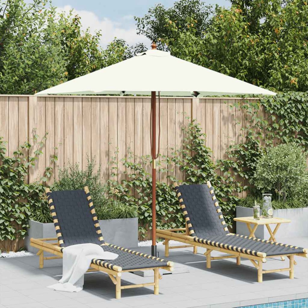 vidaXL Umbrelă de soare, exterior, stâlp lemn, 150x200 cm, nisipiu