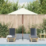 vidaXL Umbrelă de soare, exterior, stâlp lemn, 150x200 cm, nisipiu