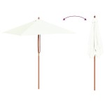 vidaXL Umbrelă de soare, exterior, stâlp lemn, 150x200 cm, nisipiu