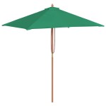 vidaXL Umbrelă de soare, exterior, stâlp lemn, 150x200 cm, verde