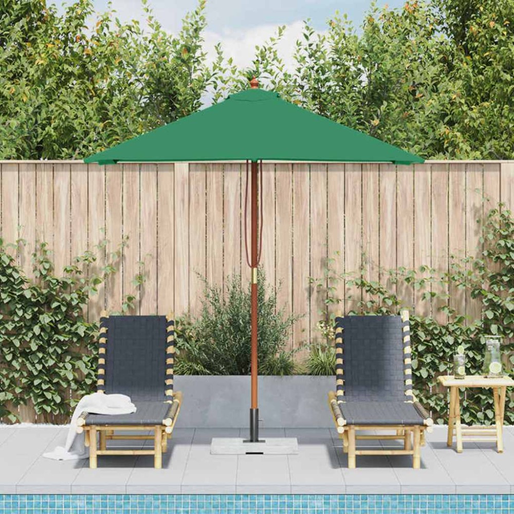 vidaXL Umbrelă de soare, exterior, stâlp lemn, 150x200 cm, verde