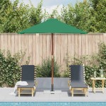vidaXL Umbrelă de soare, exterior, stâlp lemn, 150x200 cm, verde
