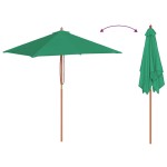 vidaXL Umbrelă de soare, exterior, stâlp lemn, 150x200 cm, verde