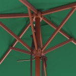 vidaXL Umbrelă de soare, exterior, stâlp lemn, 150x200 cm, verde