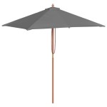vidaXL Umbrelă de soare, exterior, stâlp lemn, 150x200 cm, antracit