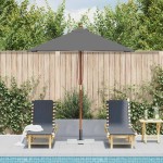 vidaXL Umbrelă de soare, exterior, stâlp lemn, 150x200 cm, antracit