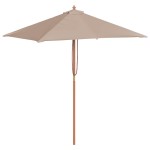 vidaXL Umbrelă de soare, exterior, stâlp lemn, 150x200 cm, gri taupe