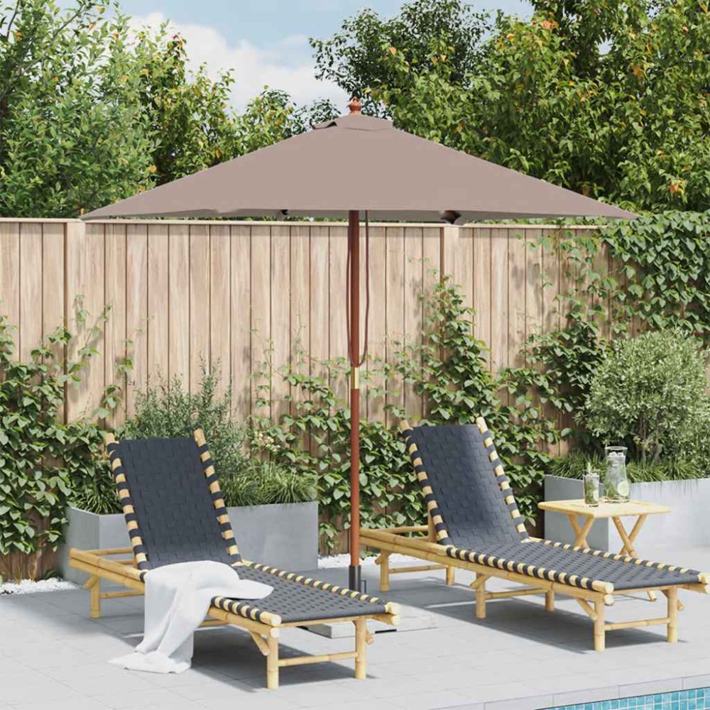 vidaXL Umbrelă de soare, exterior, stâlp lemn, 150x200 cm, gri taupe