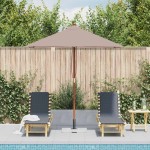 vidaXL Umbrelă de soare, exterior, stâlp lemn, 150x200 cm, gri taupe