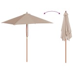 vidaXL Umbrelă de soare, exterior, stâlp lemn, 150x200 cm, gri taupe