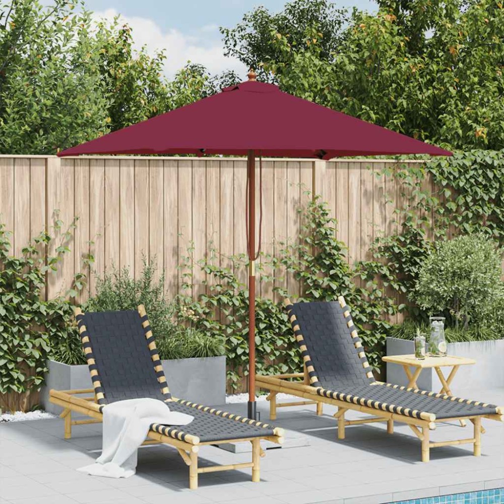 vidaXL Umbrelă de soare de exterior, stâlp lemn, 150x200 cm roșu bordo