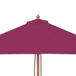 vidaXL Umbrelă de soare de exterior, stâlp lemn, 150x200 cm roșu bordo
