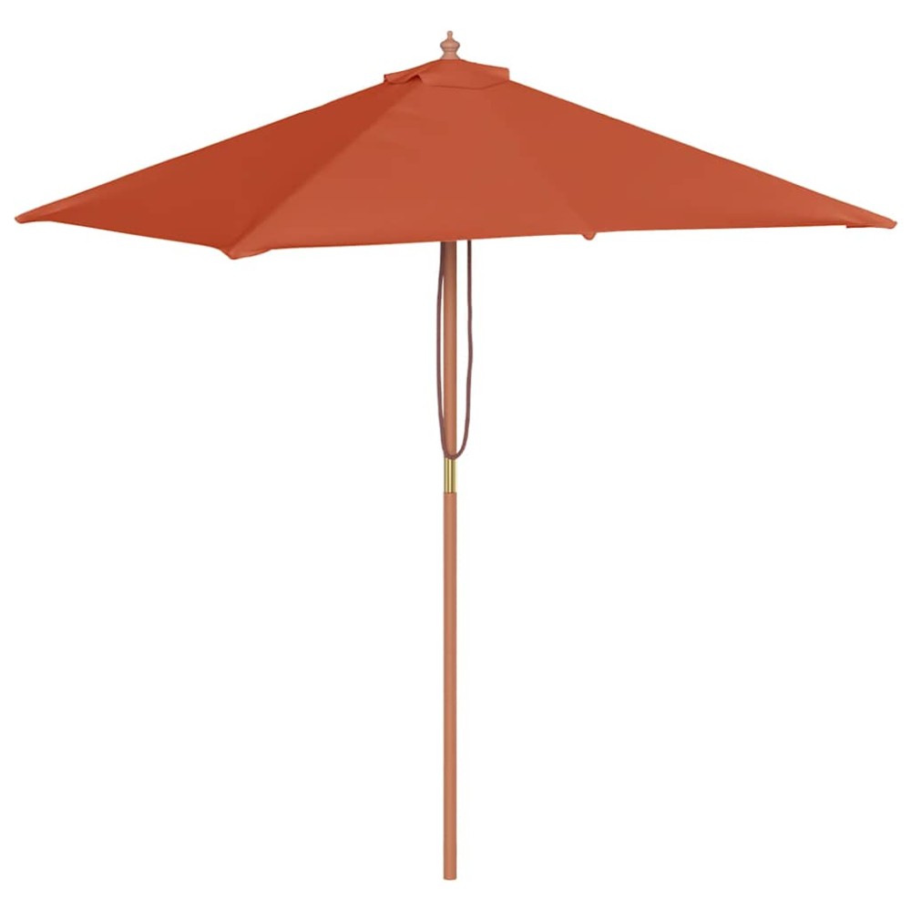 vidaXL Umbrelă de soare de exterior, stâlp lemn, 150x200 cm, teracotă