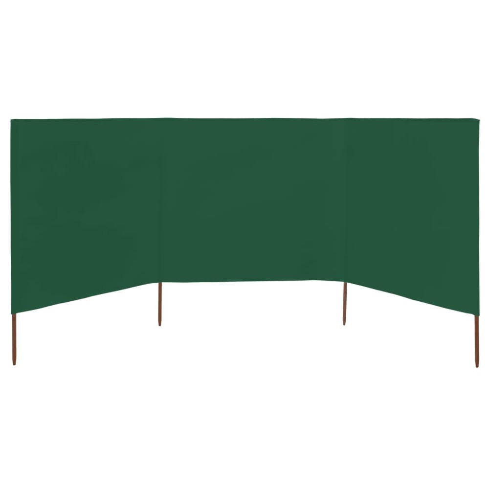 vidaXL Paravan anti-vânt cu 3 panouri, verde, 400x120 cm, textil