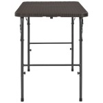 vidaXL Masă de grădină pliabilă, maro, 120x60x74, HDPE, aspect ratan