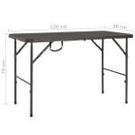 vidaXL Masă de grădină pliabilă, maro, 120x60x74, HDPE, aspect ratan