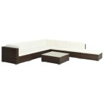 vidaXL Set mobilier de grădină cu perne, 8 piese, maro, poliratan vidaXL Set mobilier de grădină cu perne, 8 piese, maro, poliratan