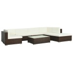 vidaXL Set mobilier de grădină cu perne, 8 piese, maro, poliratan vidaXL Set mobilier de grădină cu perne, 8 piese, maro, poliratan