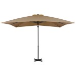 vidaXL Umbrelă în consolă de grădină, stâlp aluminiu, taupe 250x250 cm