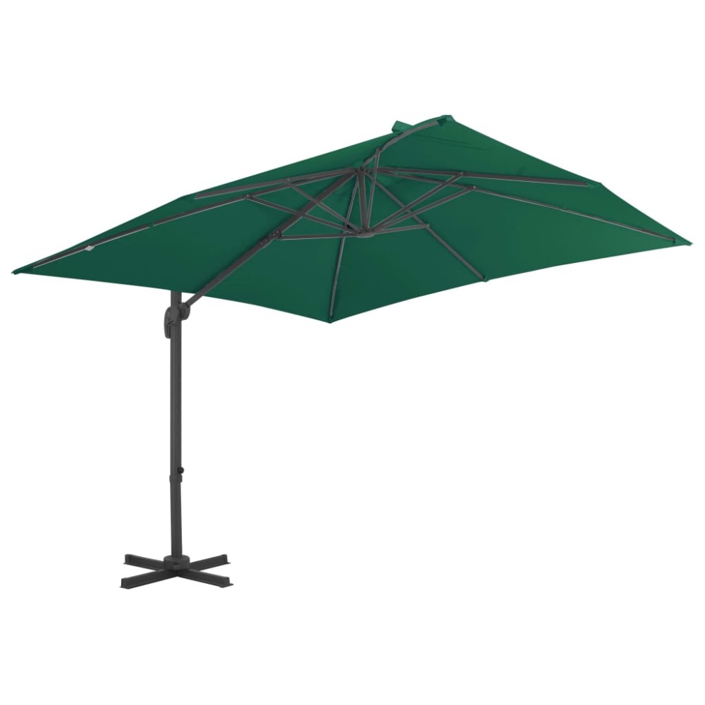 vidaXL Umbrelă în consolă cu stâlp din aluminiu, verde, 300x300 cm