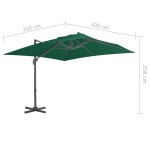 vidaXL Umbrelă în consolă cu stâlp din aluminiu, verde, 300x300 cm vidaXL Umbrelă în consolă cu stâlp din aluminiu, verde, 300x300 cm