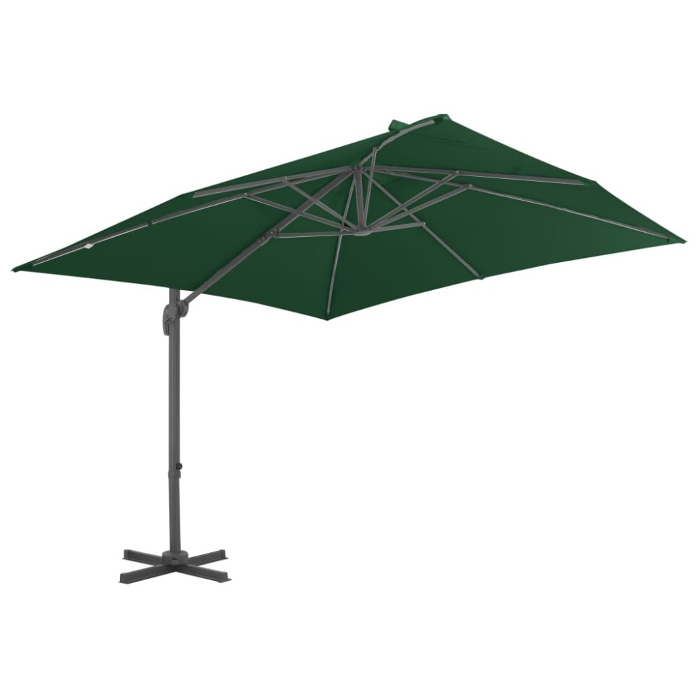 vidaXL Umbrelă în consolă cu stâlp din aluminiu, verde, 400x300 cm