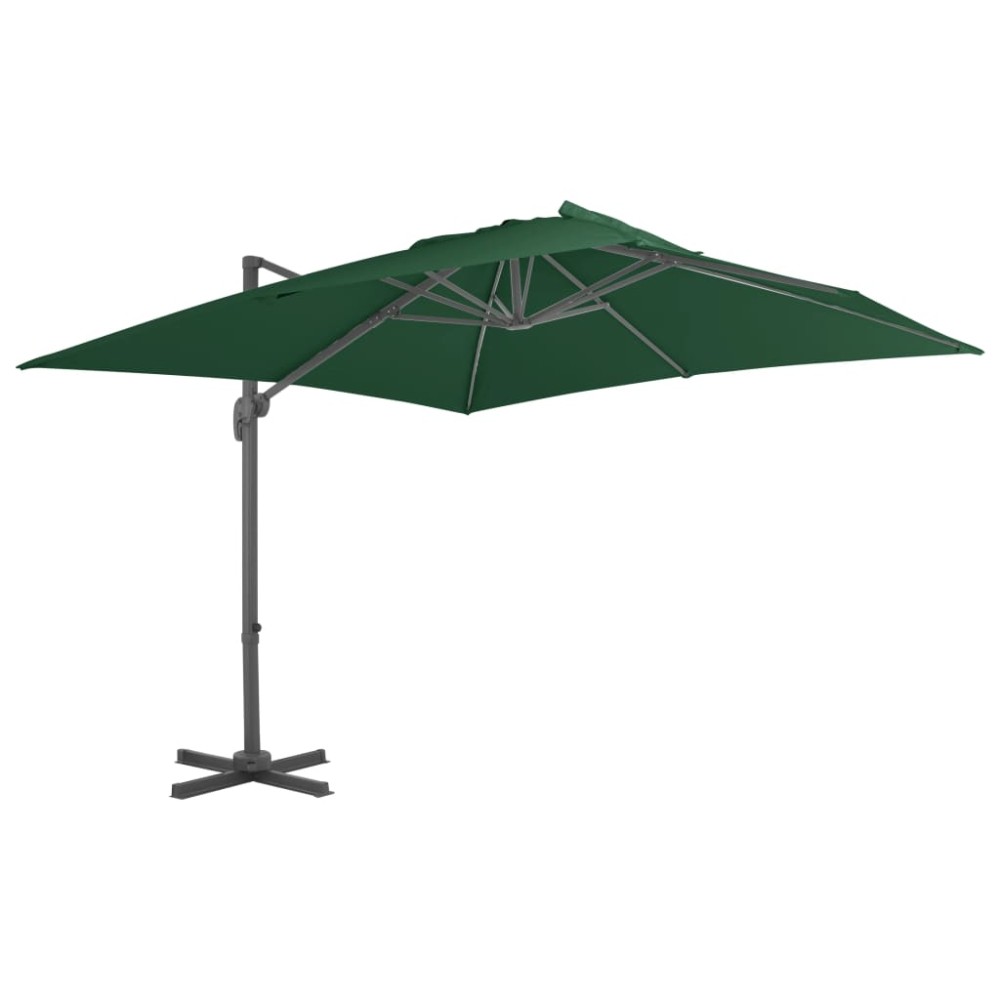 vidaXL Umbrelă în consolă cu stâlp din aluminiu, verde, 400x300 cm