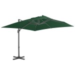 vidaXL Umbrelă în consolă cu stâlp din aluminiu, verde, 400x300 cm