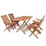 vidaXL Set mobilier grădină, 5 piese, lemn masiv de tec vidaXL Set mobilier grădină, 5 piese, lemn masiv de tec
