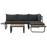 vidaXL Set canapea de grădină colțar cu perne, 2 piese, aluminiu, WPC vidaXL Set canapea de grădină colțar cu perne, 2 piese, aluminiu, WPC