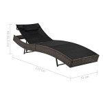 vidaXL Șezlong de plajă cu pernă, maro, poliratan vidaXL Șezlong de plajă cu pernă, maro, poliratan