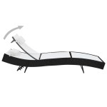 vidaXL Șezlong de plajă cu pernă, negru, poliratan vidaXL Șezlong de plajă cu pernă, negru, poliratan