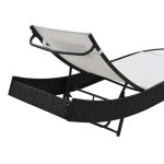 vidaXL Șezlong de plajă cu pernă, negru, poliratan vidaXL Șezlong de plajă cu pernă, negru, poliratan