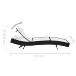vidaXL Șezlong de plajă cu pernă, negru, poliratan vidaXL Șezlong de plajă cu pernă, negru, poliratan