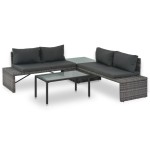 vidaXL Set mobilier de grădină cu perne, 3 piese, gri, poliratan vidaXL Set mobilier de grădină cu perne, 3 piese, gri, poliratan