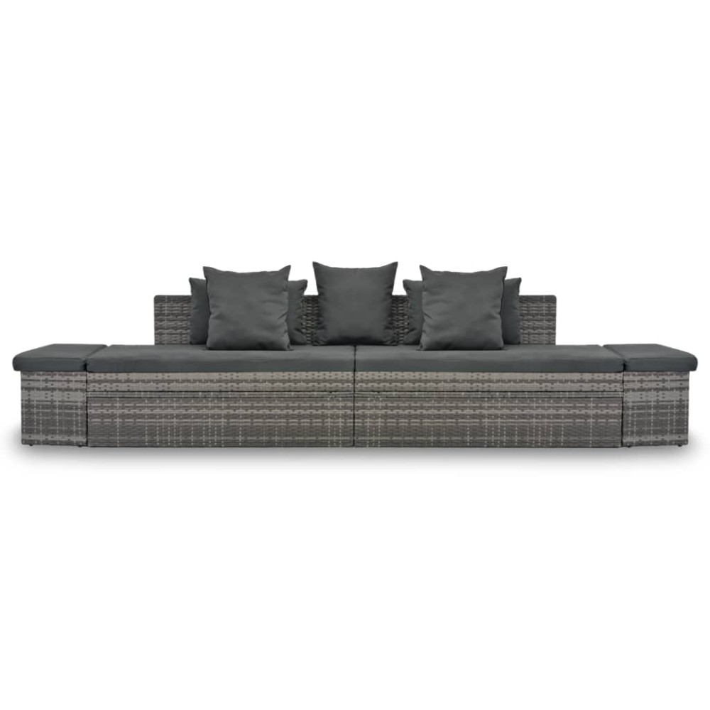 vidaXL Set mobilier de grădină cu perne, 4 piese, gri, poliratan