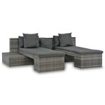 vidaXL Set mobilier de grădină cu perne, 4 piese, gri, poliratan vidaXL Set mobilier de grădină cu perne, 4 piese, gri, poliratan