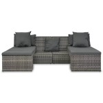 vidaXL Set mobilier de grădină cu perne, 4 piese, gri, poliratan vidaXL Set mobilier de grădină cu perne, 4 piese, gri, poliratan