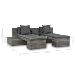 vidaXL Set mobilier de grădină cu perne, 4 piese, gri, poliratan vidaXL Set mobilier de grădină cu perne, 4 piese, gri, poliratan